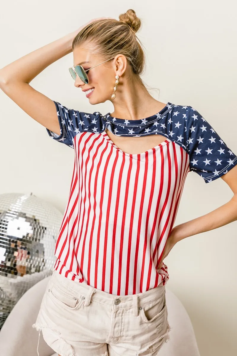 American Flag Theme Front Cut Out Top, image 6