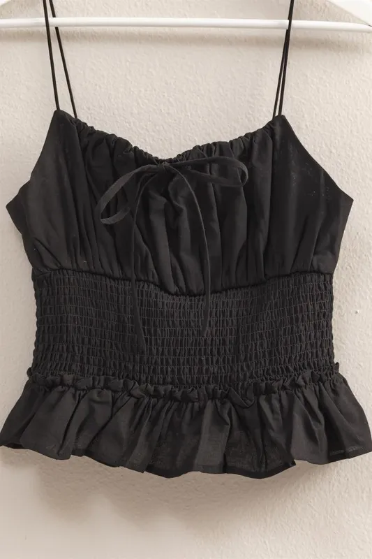 Poplin Smocked Waist Summery Cami Top, image 4
