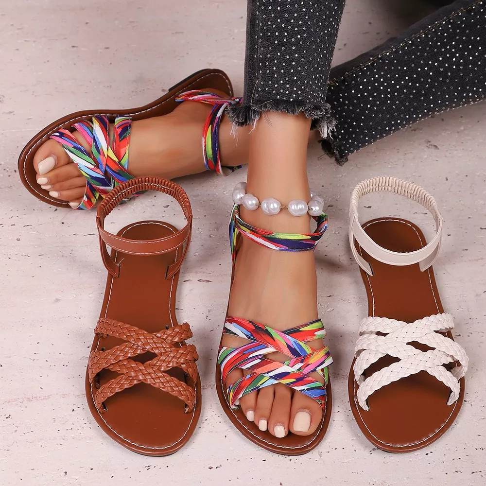 Open Toe Braided Strap Sandals, image 2