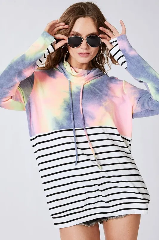 Tie Dye French Terry Cowl Neck Top, image 9