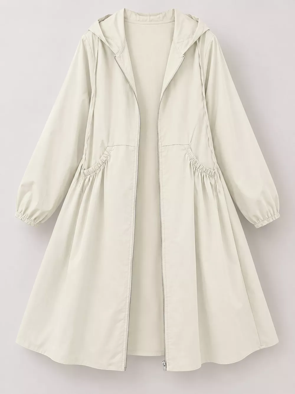 Plus Size Hooded Zip-Up Longline Windbreaker Outerwear, image 22