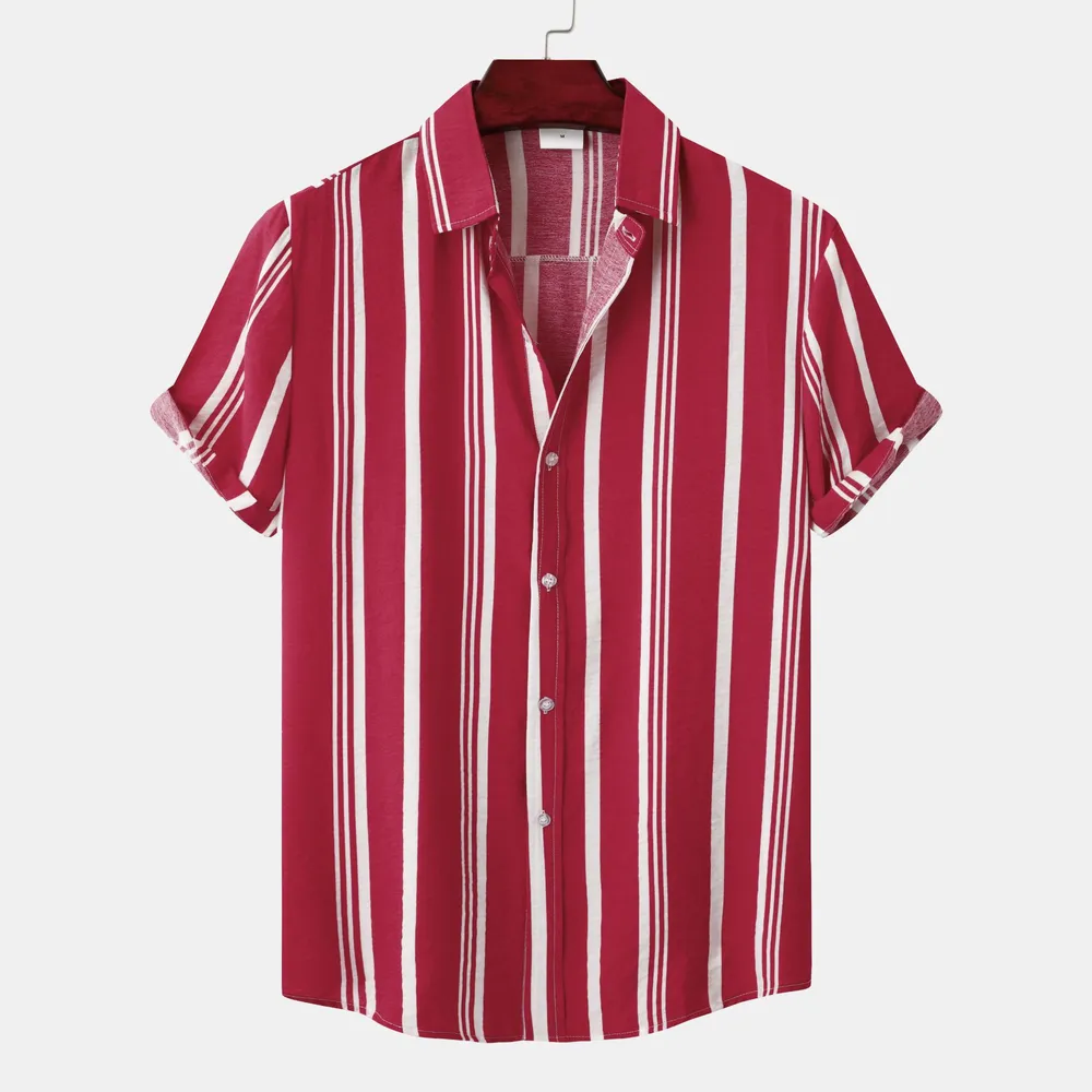 Men's Plus Size Striped Short Sleeve Button-Down Shirt, image 9