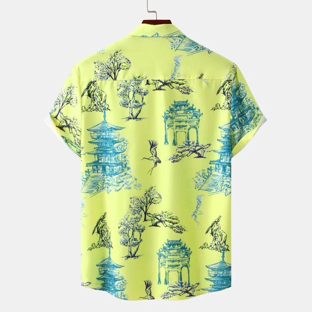 Men's Plus Size Printed Casual Short Sleeve Shirt, image 2