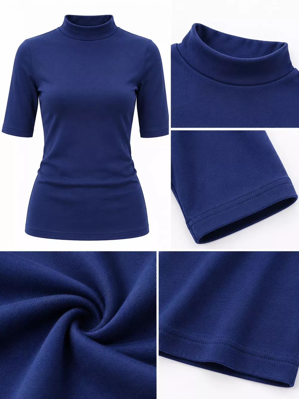 Full Size Mock Neck Half Sleeve T-Shirt Plus Size, image 24