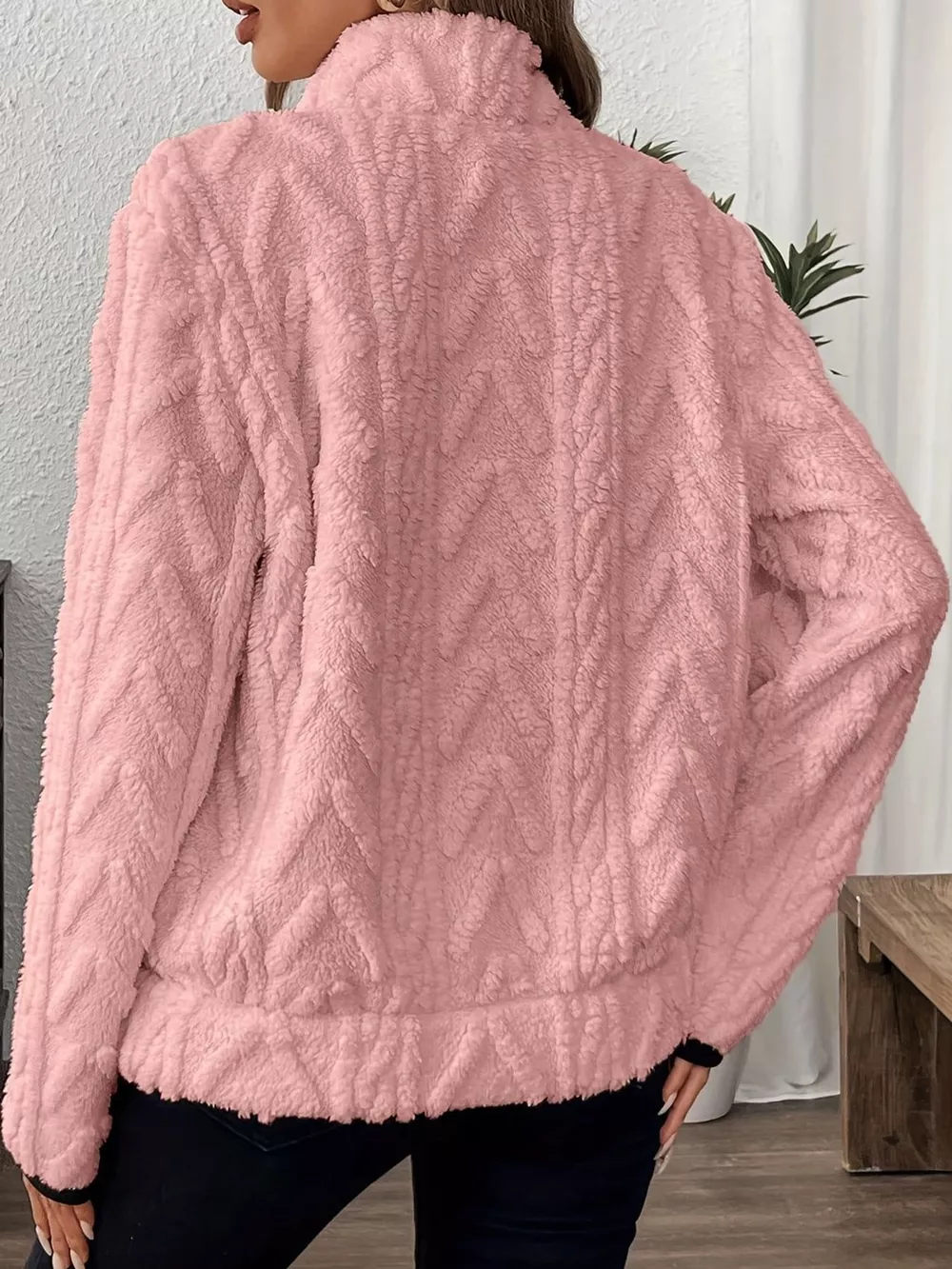 Full Size Quarter-Zip Sherpa Sweatshirt Plus Size, image 15