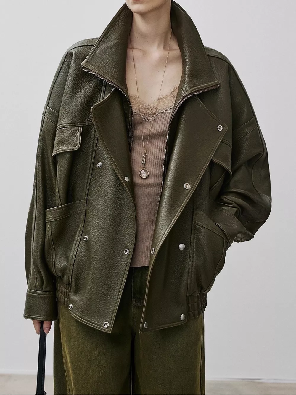 Snap Down Leather Jacket, image 16