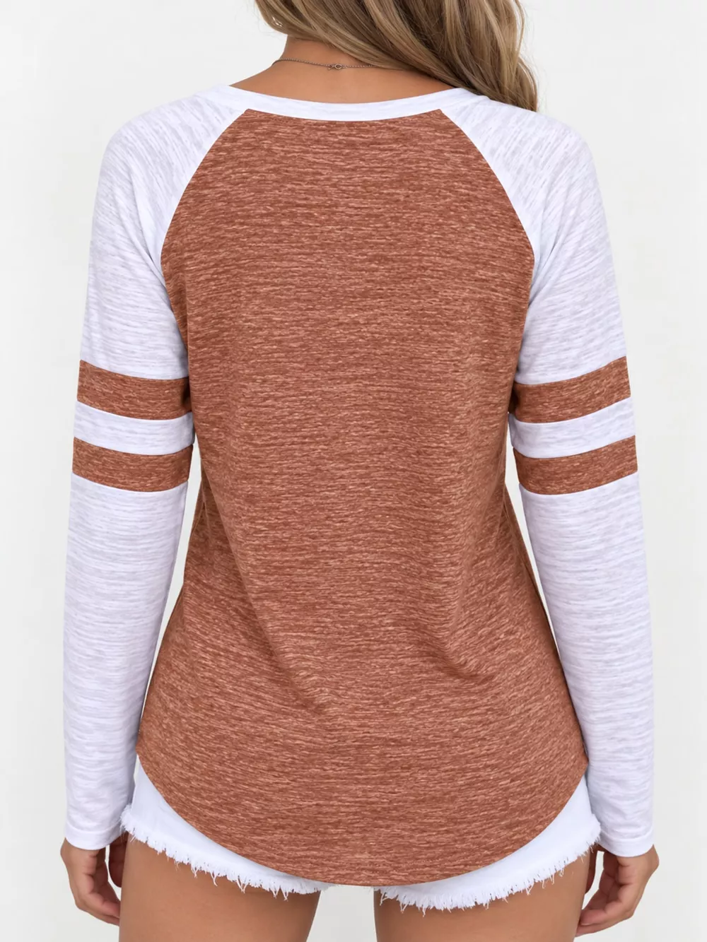 Full Size Color-Block Raglan Sleeve Striped T-Shirt Plus Size, image 23