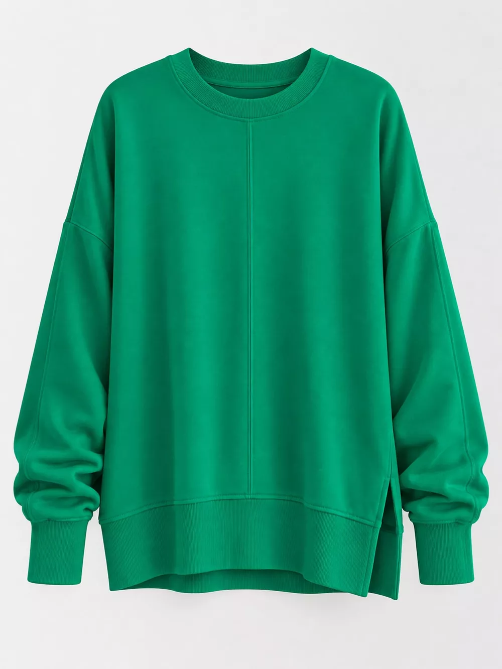 Oversized Crew Neck Sweatshirt with Side Slit, image 15
