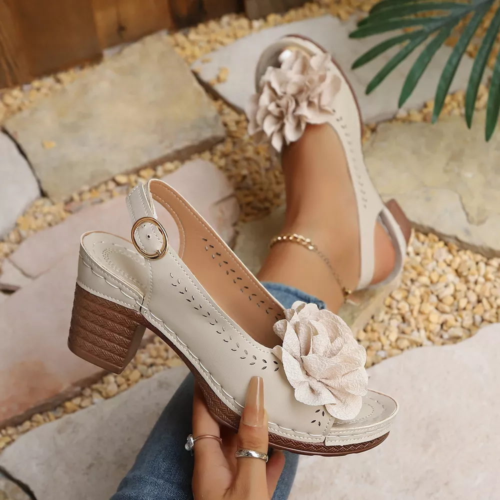 Peep Toe Block Heels Sandals, image 5