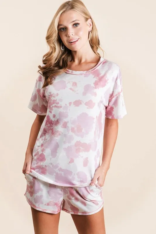 Tie Dye Print Terry Shorts With Side Pockets, image 8