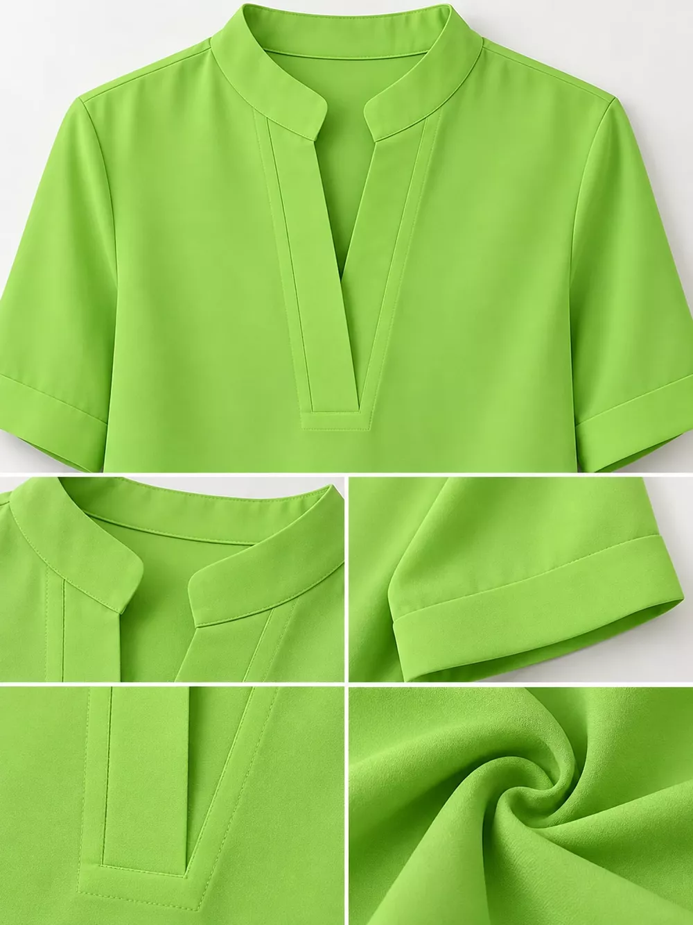 Full Size Notched Short Sleeve Blouse Plus Size, image 26