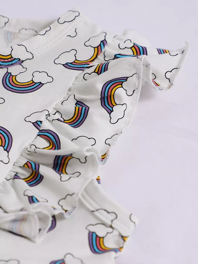 Children's Rainbow Print Ruffle Sleeve Dress, image 3