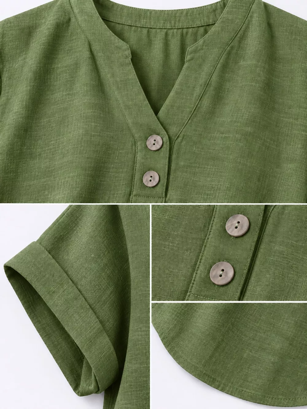 Full Size Button Detail Short Sleeve Blouse Plus Size, image 60