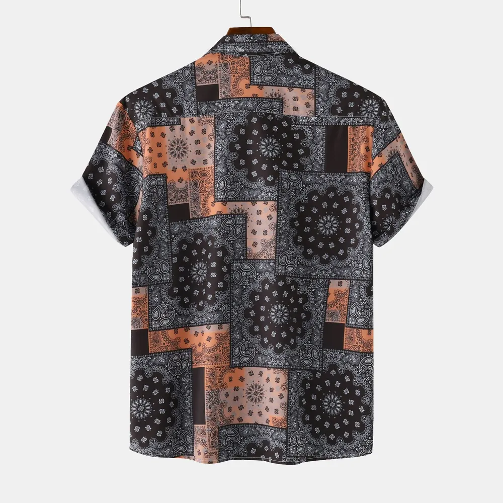 Men's Button Up Printed Short Sleeve Shirt, image 2