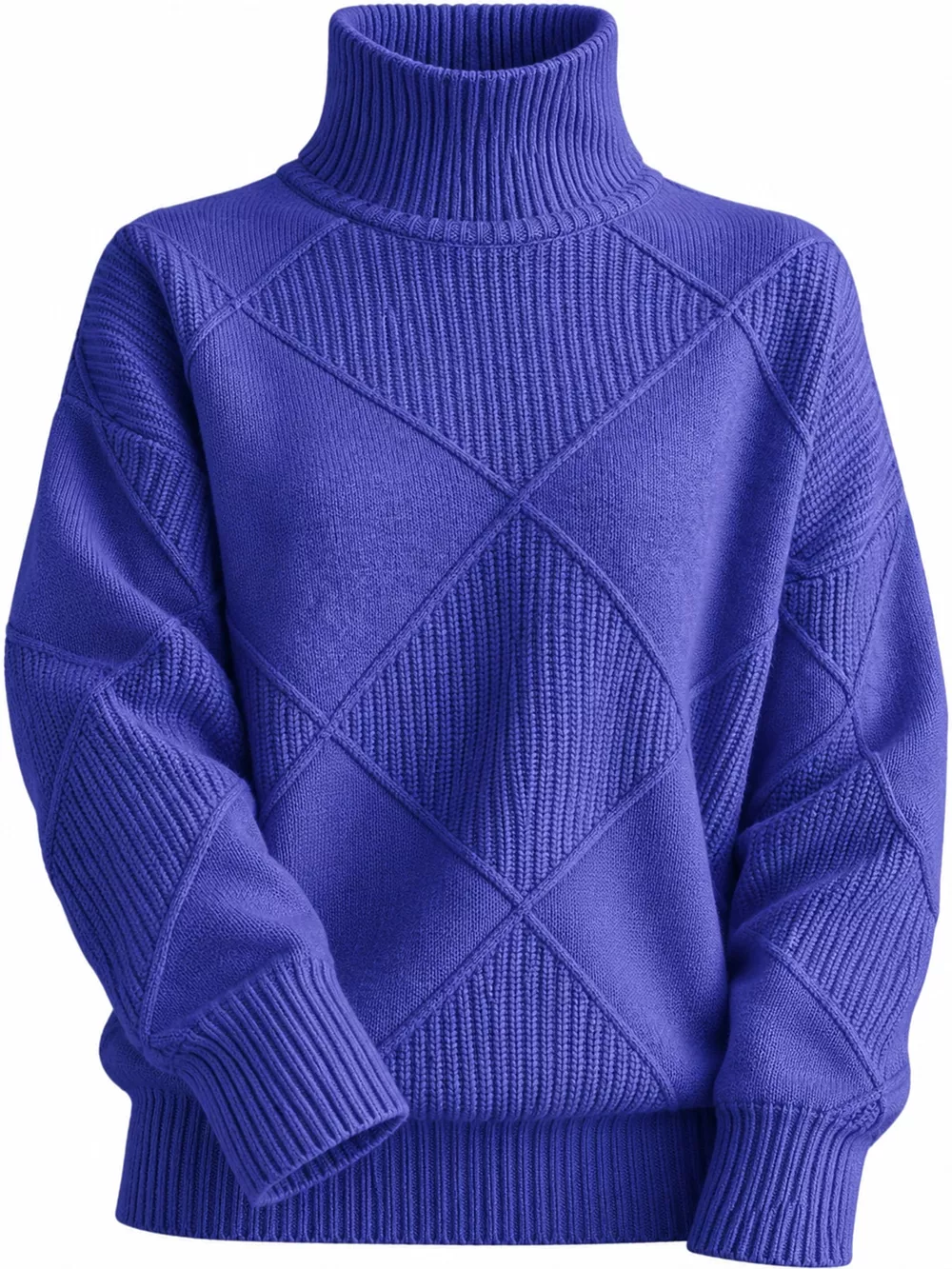 Full Size Diamond Pattern Turtleneck Sweater Plus Size, image 62