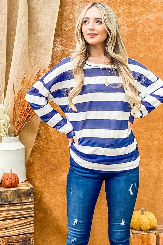 Stripe Twist Back Loose Top, image 5