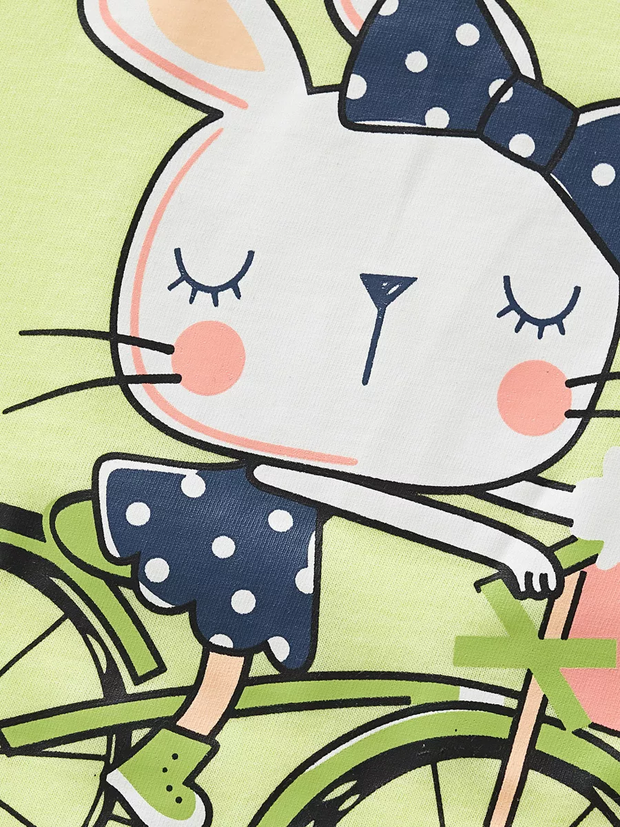 Children's Bunny Riding Bicycle Graphic T-Shirt, image 3