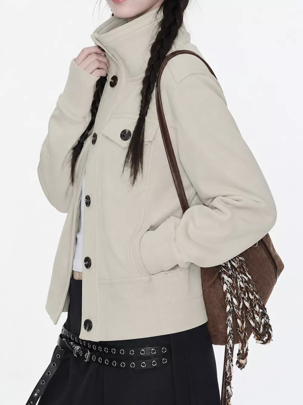 High-Neck Button-Up Jacket, image 2