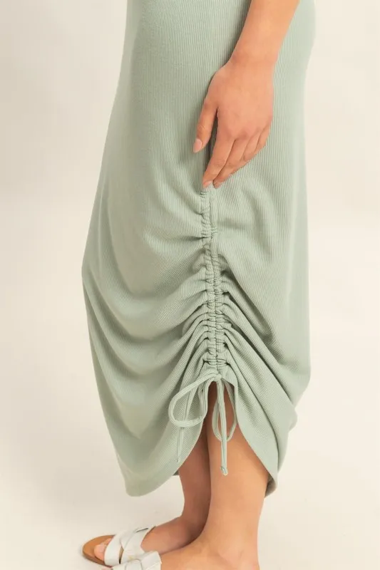 Scoop Neck Side Tie Detail Midi Dress, image 5