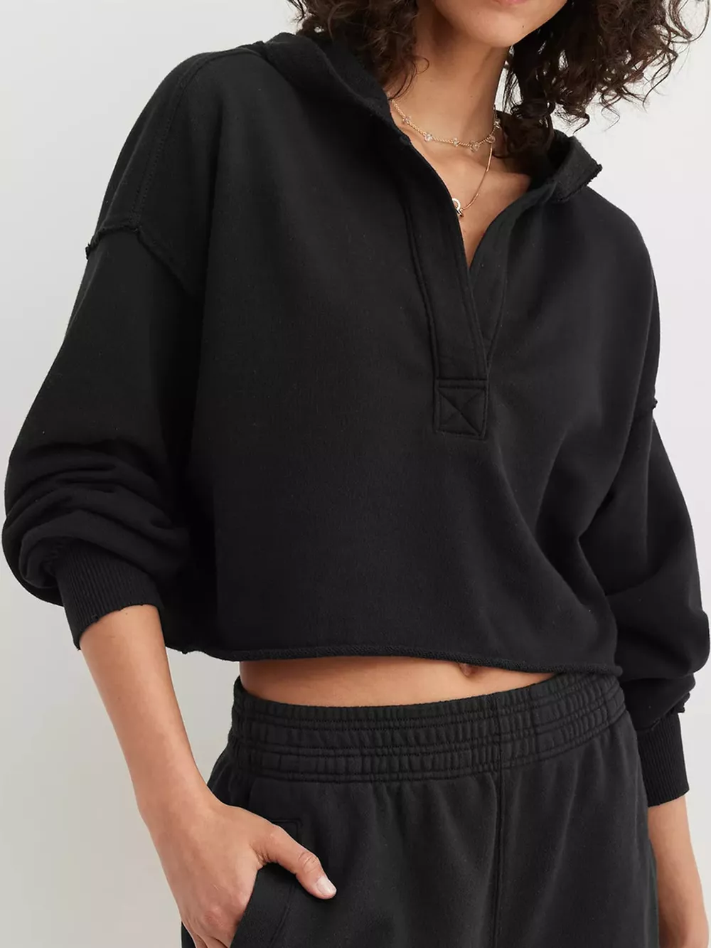 Dropped Shoulder Cropped Hoodie, image 38