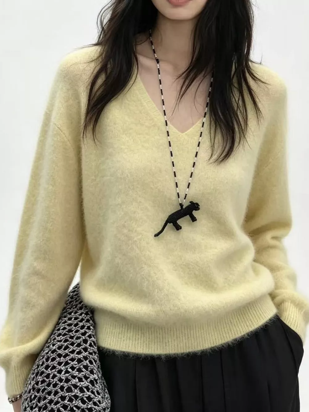 V-Neck Dropped Shoulder Sweater, image 9