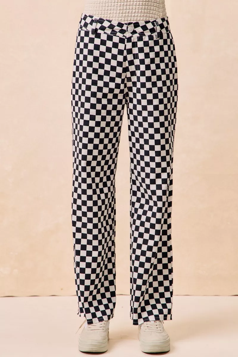 Gameday Theme Checkered Printed Pants