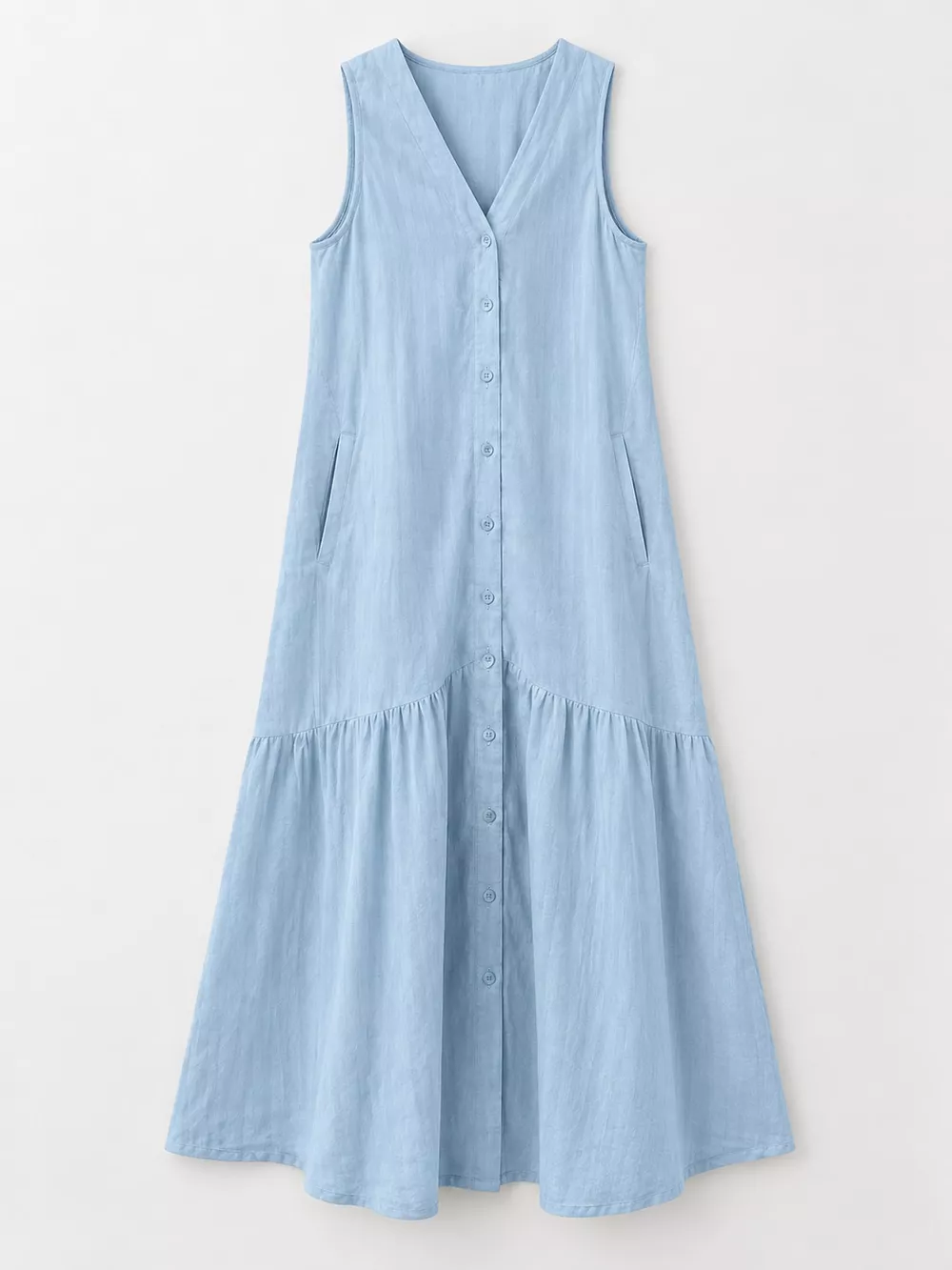 Full Size V-Neck Button Front Sleeveless Midi Dress Plus Size, image 14