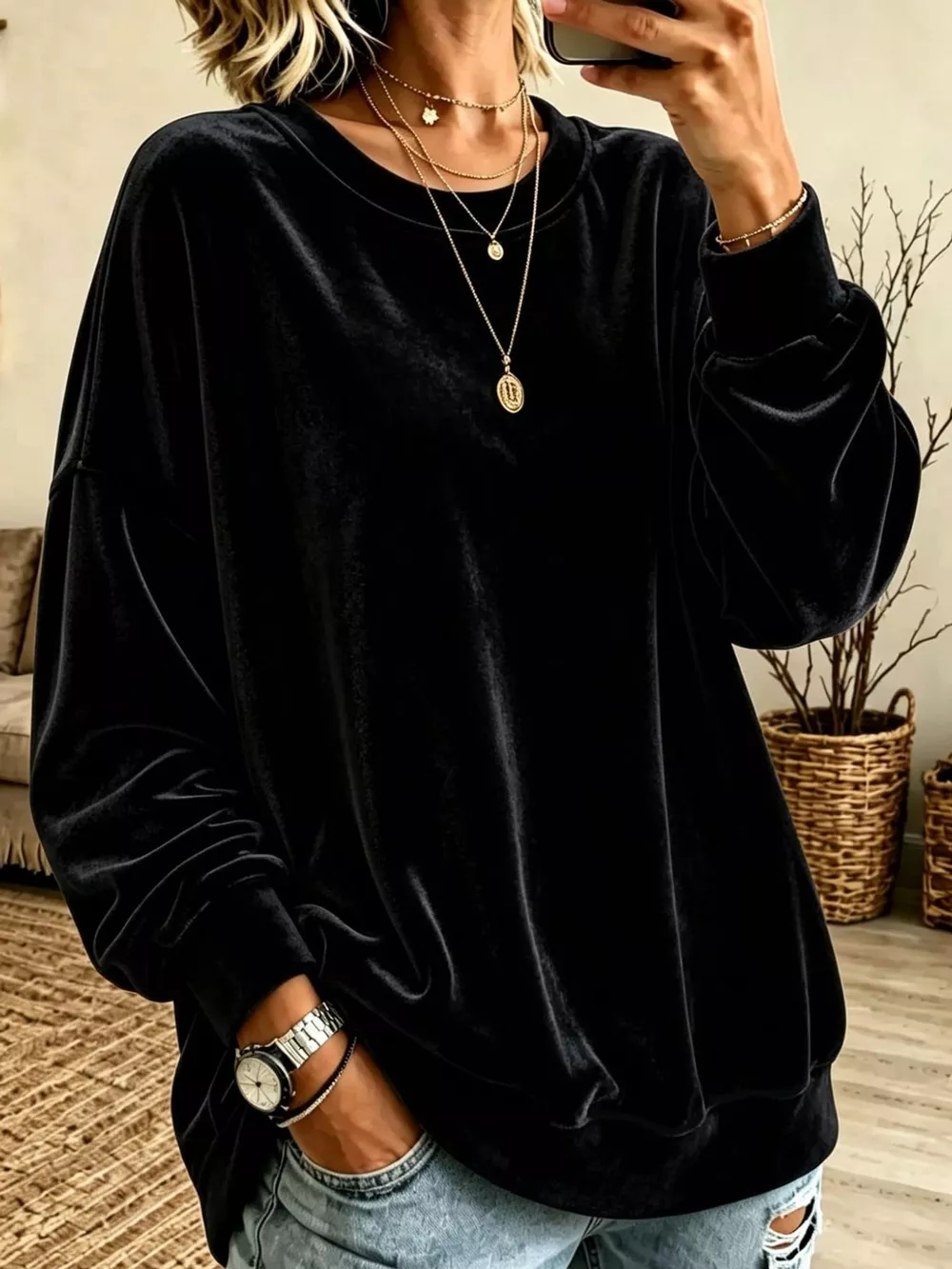 Full Size Crew Neck Drop Shoulder Sweatshirt Plus Size, image 4