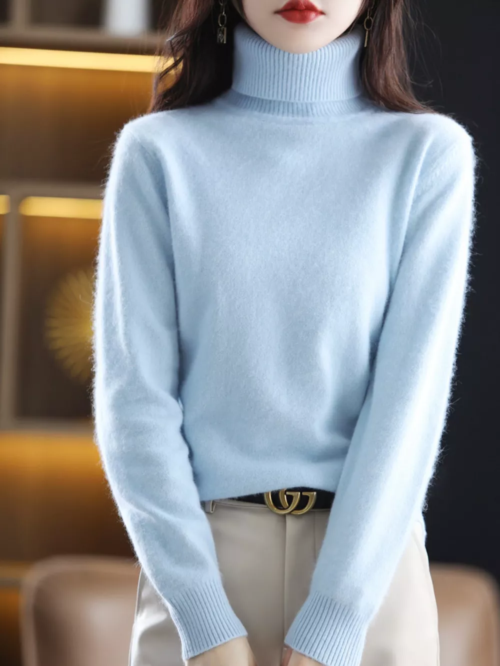 Full Size Turtleneck Long Sleeve Sweater Plus Size, image 26
