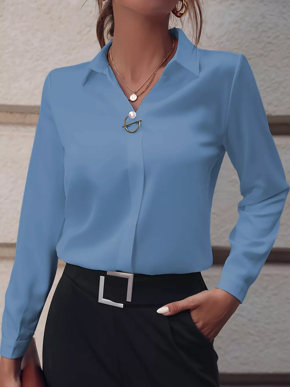 Long Sleeve Satin Blouse, image 40