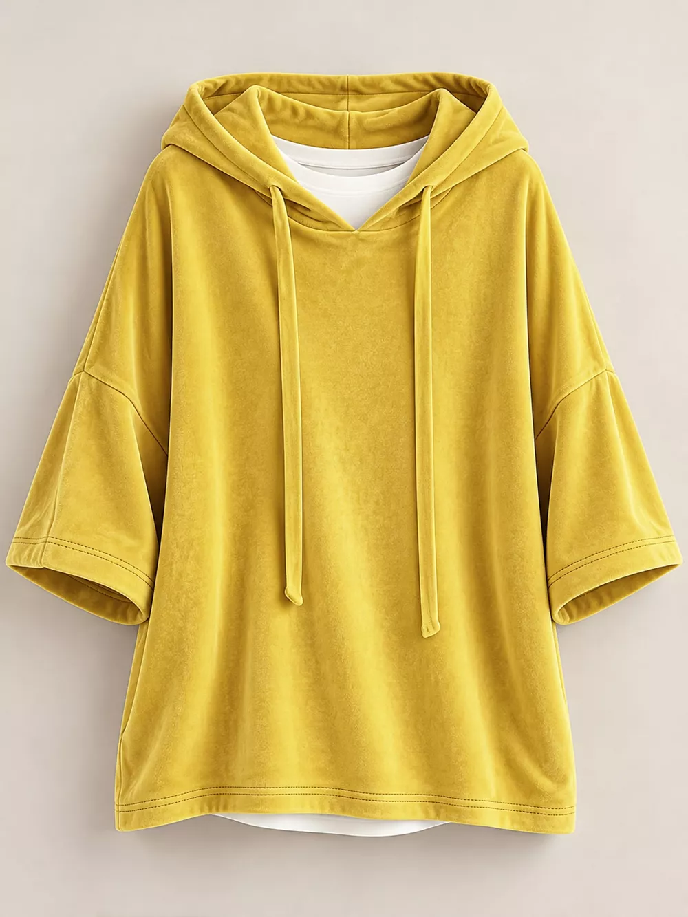 Full Size Velvet Short Sleeve Hoodie Plus Size, image 7