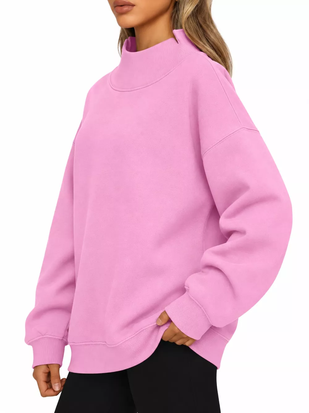 Oversized Mock Neck Long Sleeve Sweatshirt, image 31