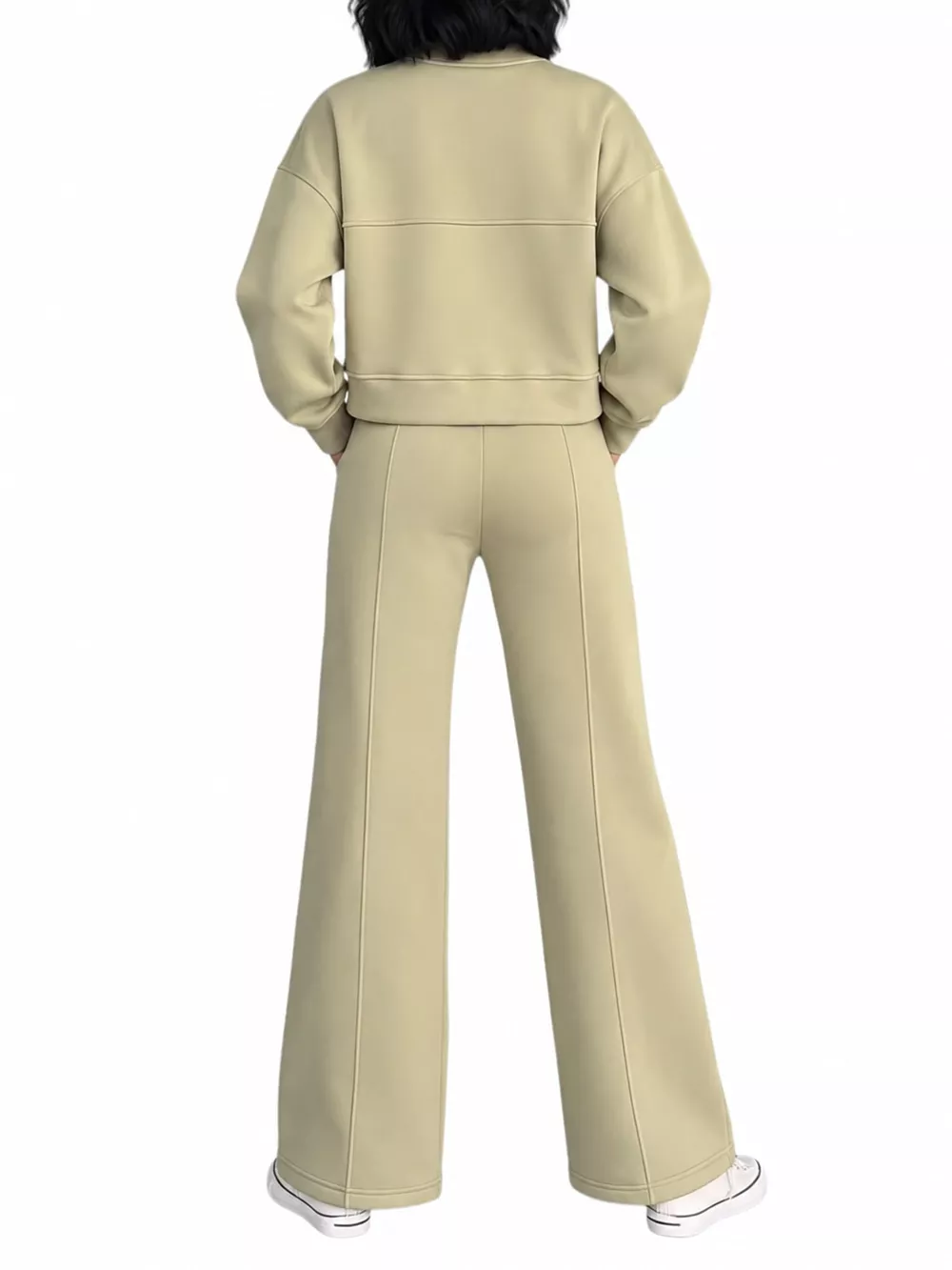 Casual Zip-Up Jacket and Wide-Leg Sweatpants Set, image 59