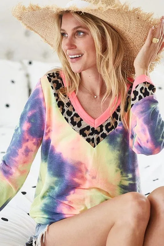 Tie Dye Terry V-Neck Top, image 5