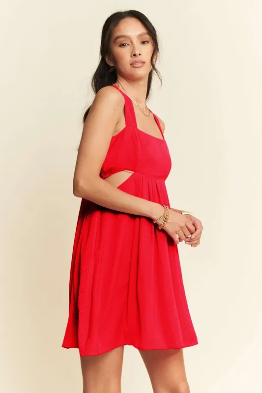 Washed Satin Cutout Skirt Bandeau Mini Dress, image 2