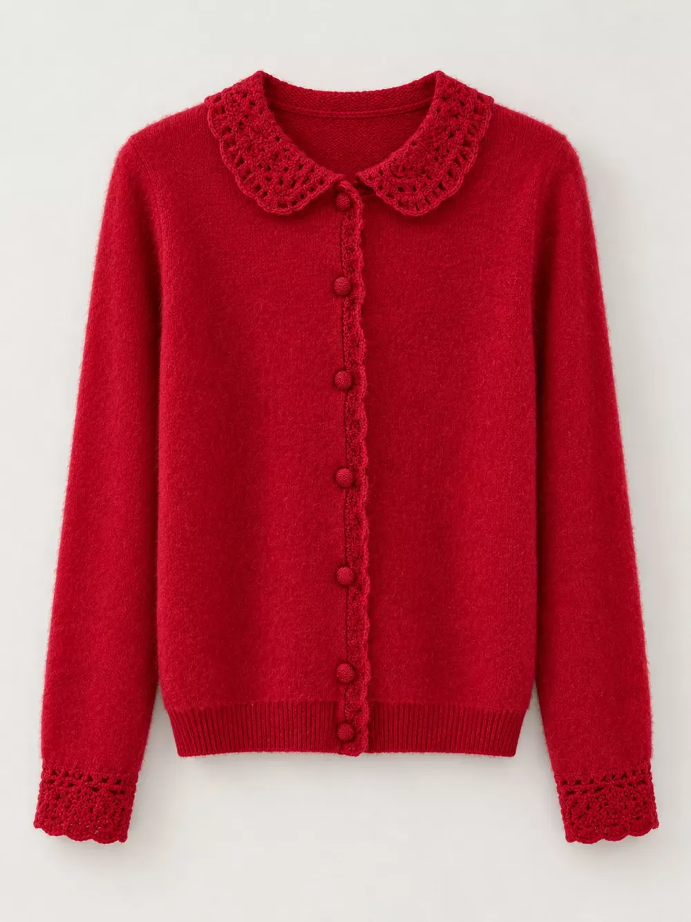 Lace-Collar Button Down Knit Cardigan, image 32