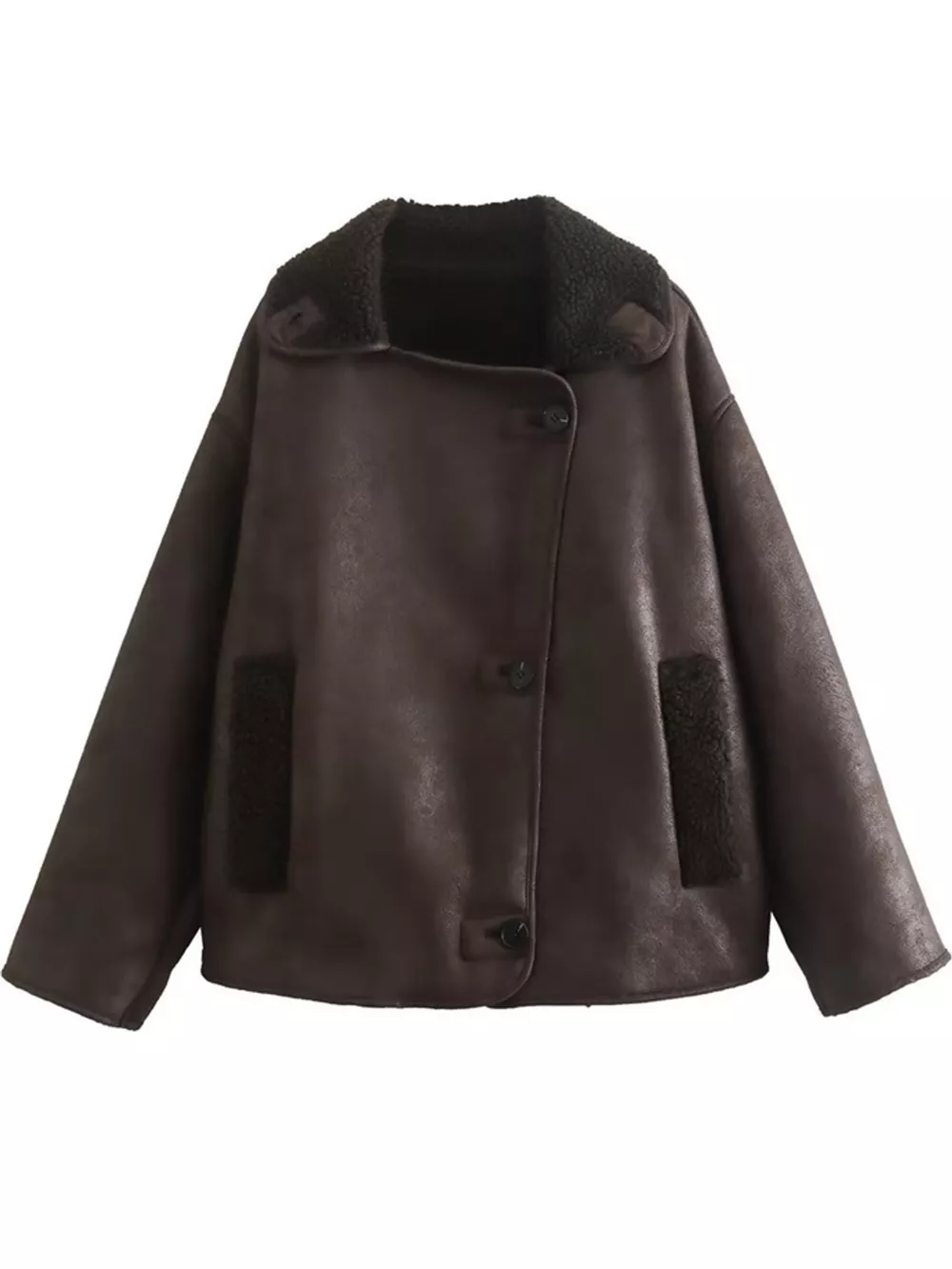 Sherpa Collar Dropped Shoulder Jacket, image 7
