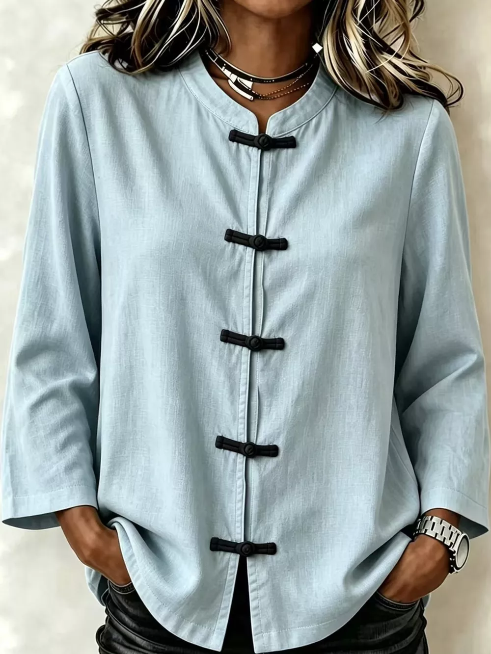 Chinese Style Mandarin Collar Blouse