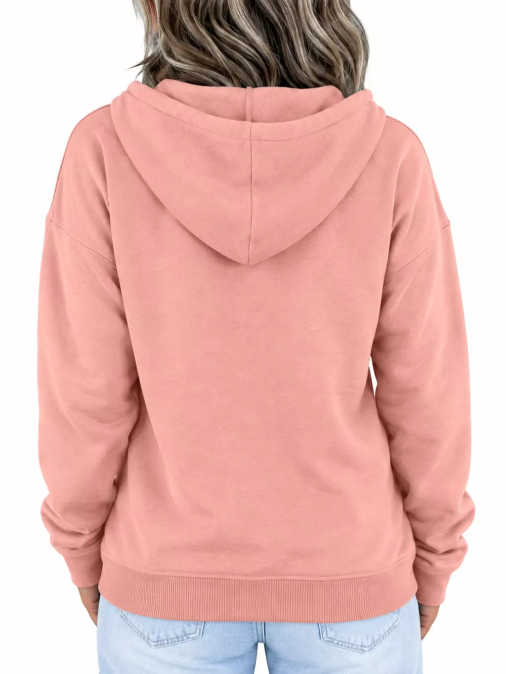 Full Size Kangaroo Pocket Dropped Shoulder Hoodie Plus Size, image 3