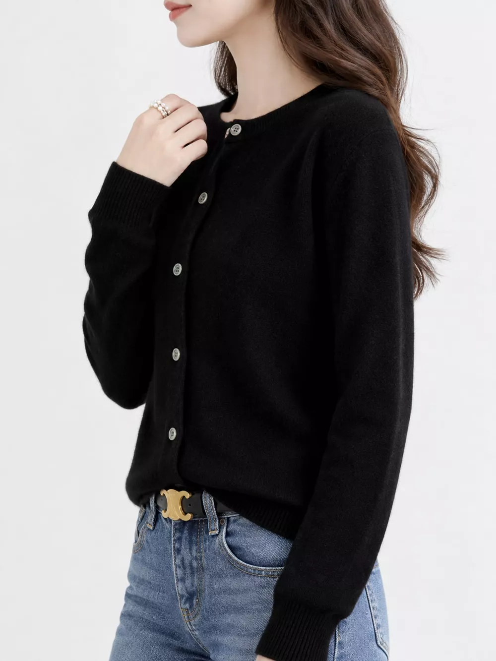Crew Neck Button-Down Cardigan, image 7