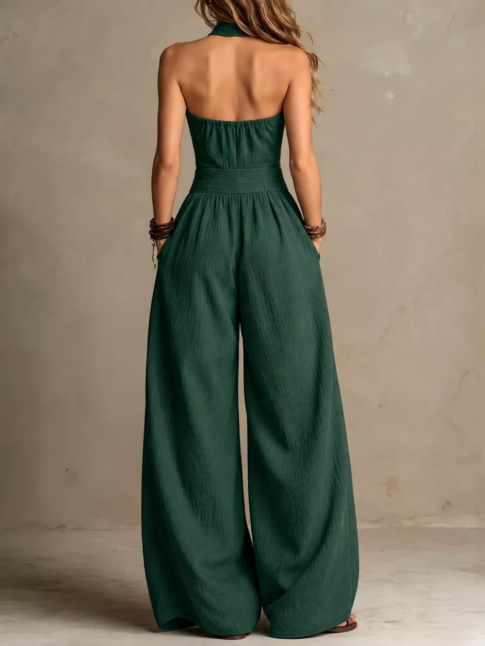 Full Size Halter Neck Wide-Leg Jumpsuit Plus Size, image 38