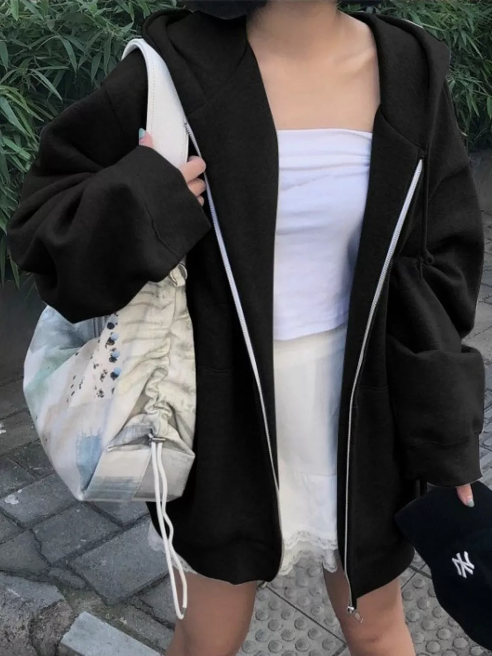 Full Size Zip-Up Dropped Shoulder Hoodie Plus Size, image 10