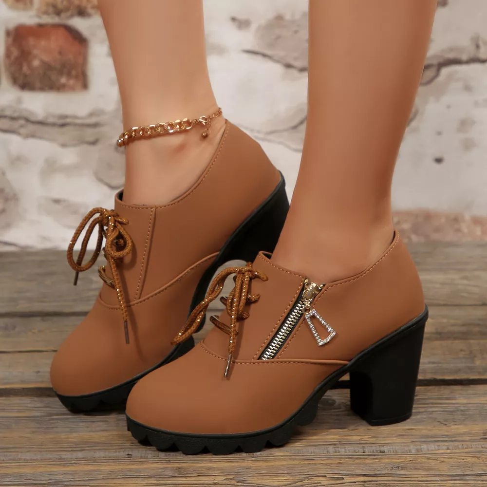 Lace-Up Block Heel Pumps, image 5