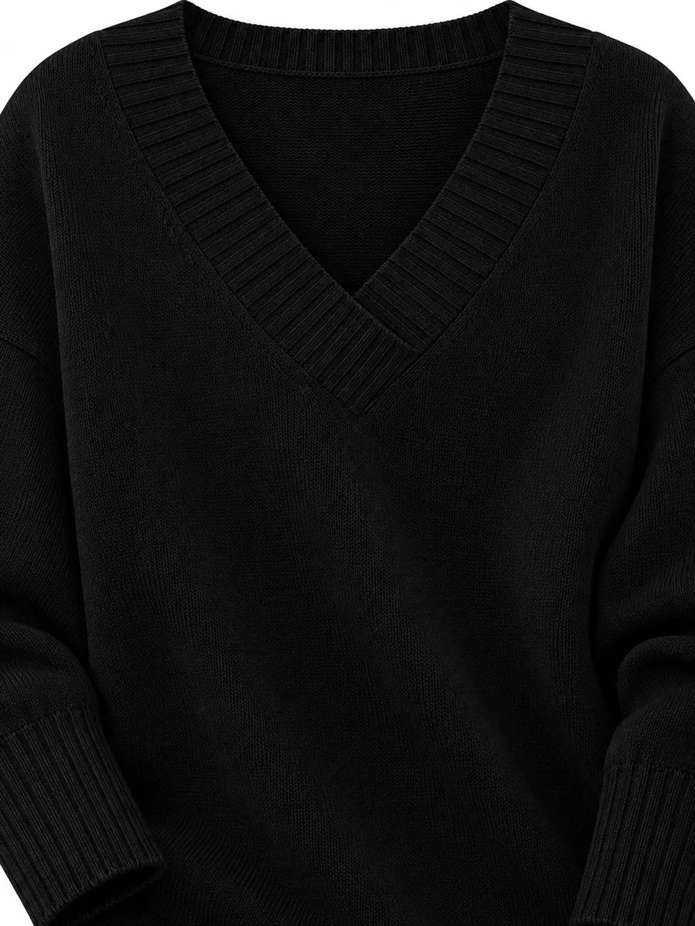 Full Size V-Neck Dropped Shoulder Sweater Plus Size, image 40