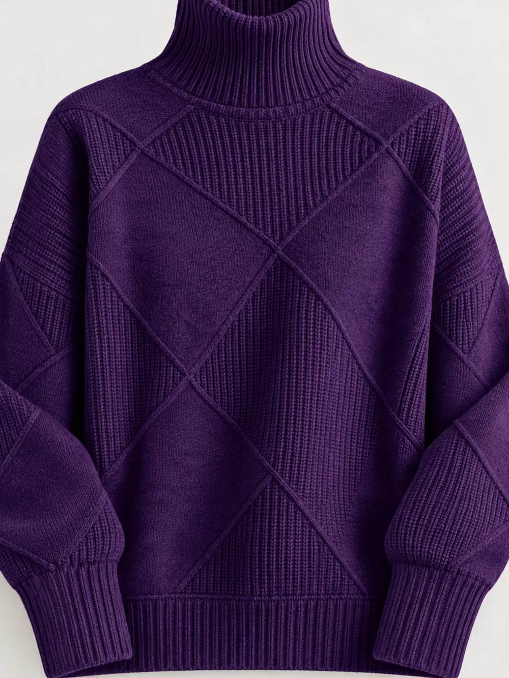 Full Size Diamond Pattern Turtleneck Sweater Plus Size, image 83