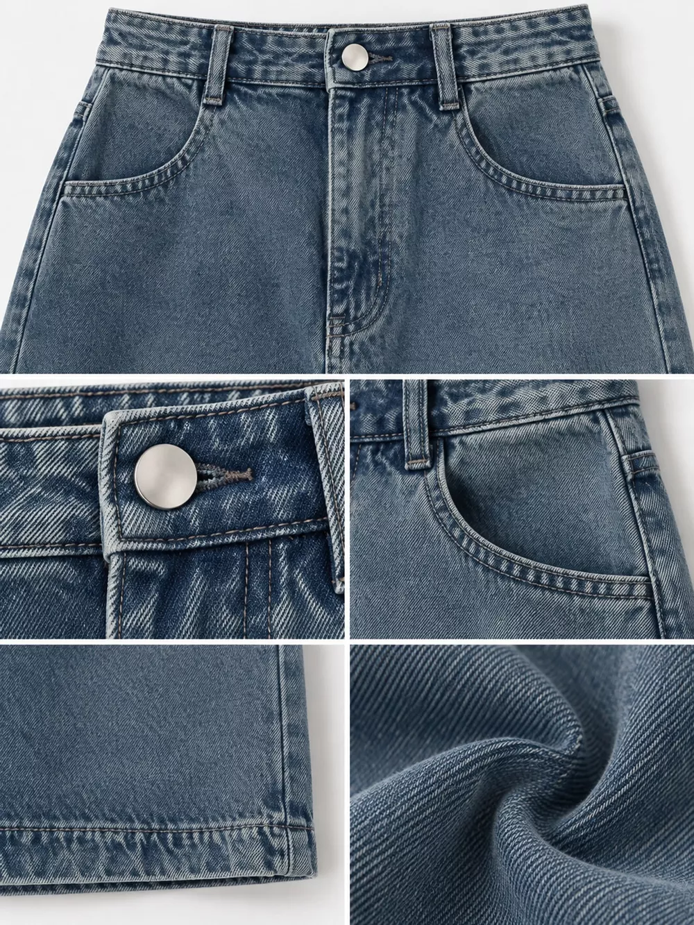 Full Size High-Waisted Vintage Wash Midi Denim Skirt Plus Size, image 15