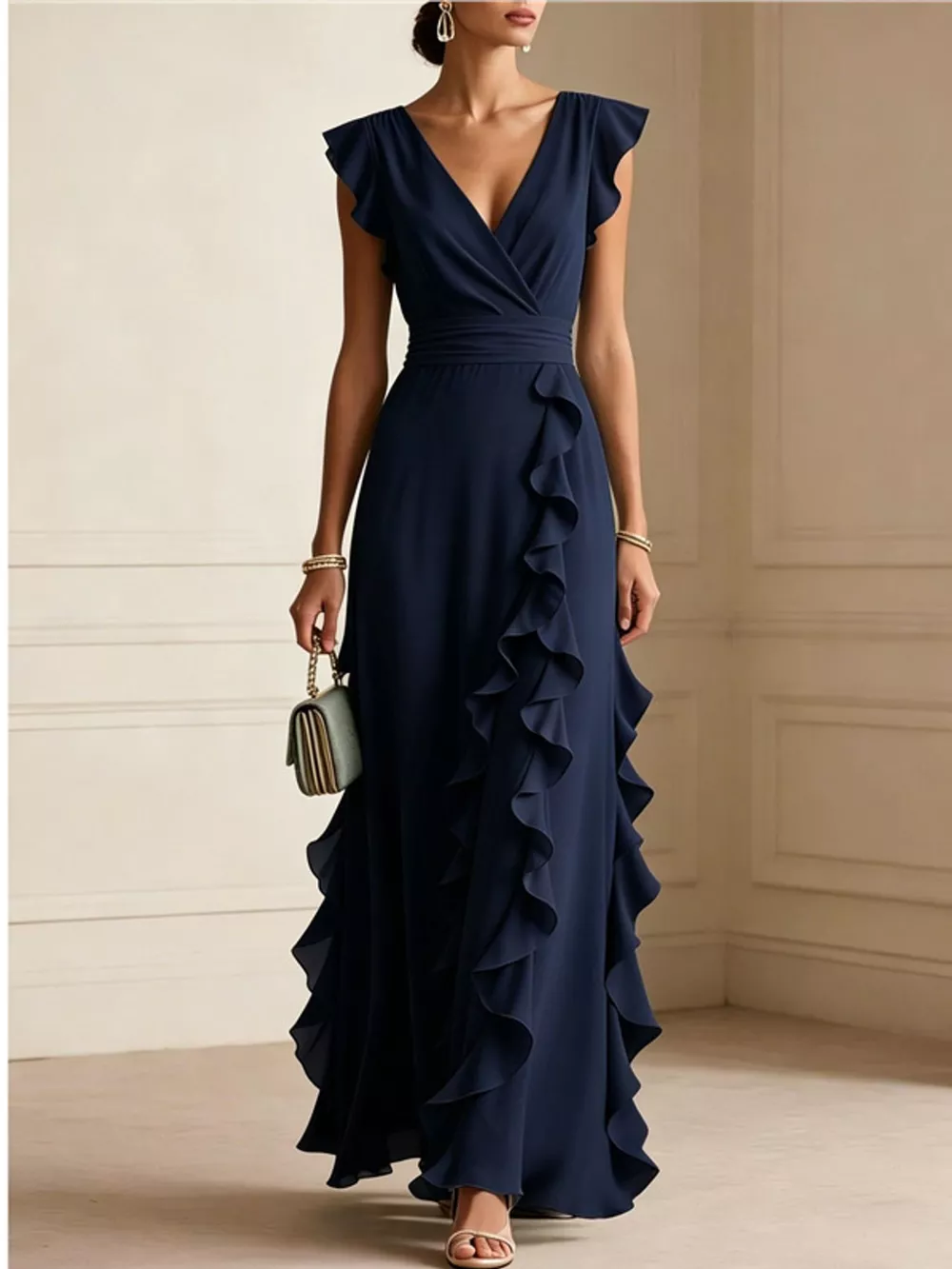 Ruffled Surplice Sleeveless Maxi Dress, image 31
