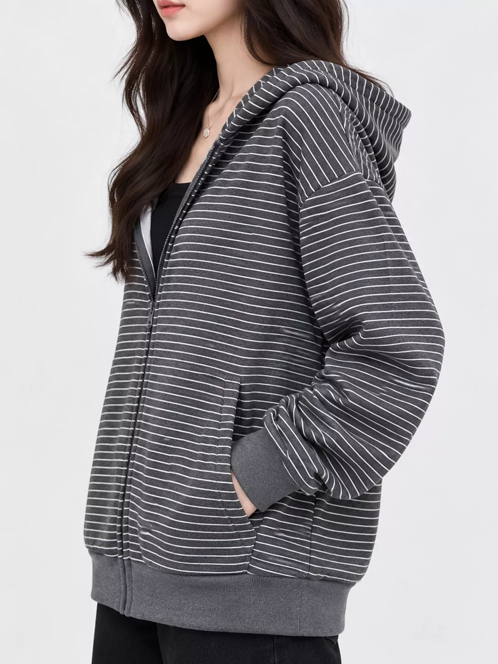 Striped Zip-Up Hoodie, image 13