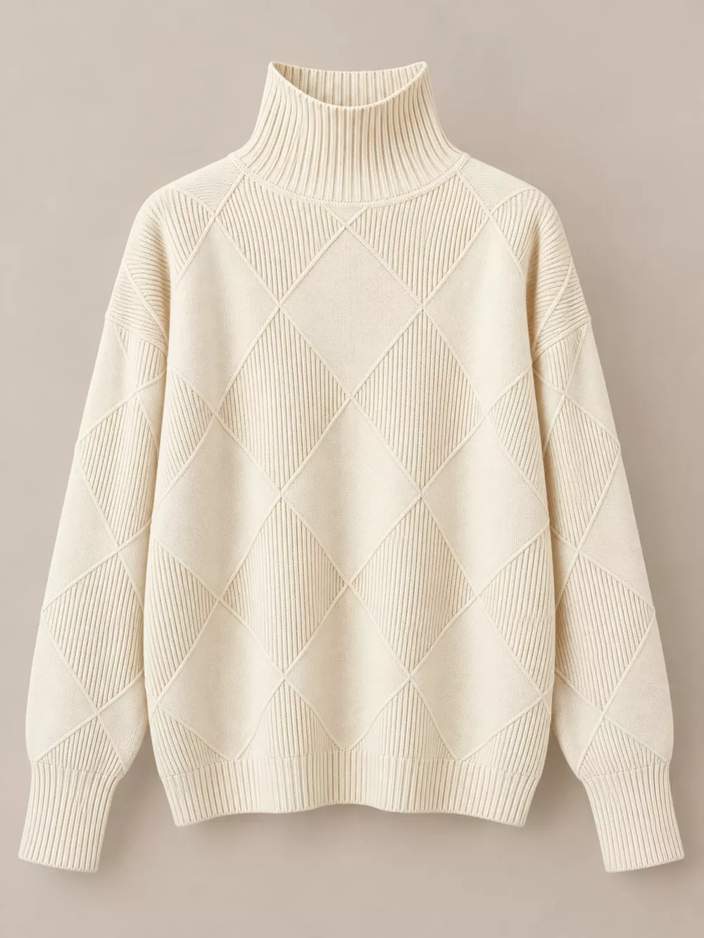 Full Size Diamond Pattern Turtleneck Sweater Plus Size, image 77