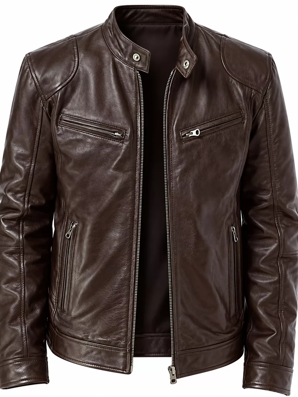 Men's Full Size Faux Leather Zip Up Jacket Plus Size, image 8